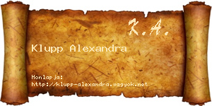 Klupp Alexandra névjegykártya